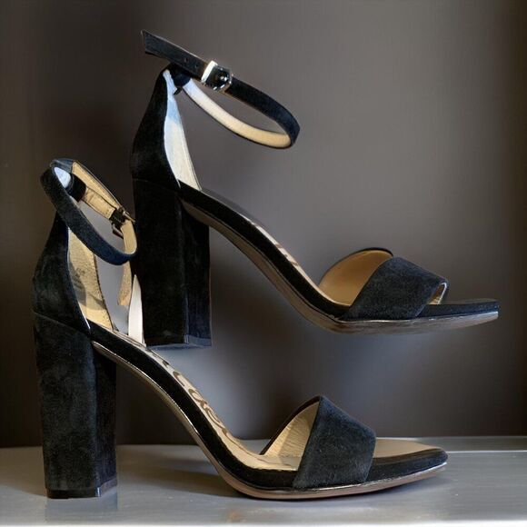 Sam Edelman suede dress sandal, chunky heel, EUC, sz 9, ankle strap, - Picture 3 of 16